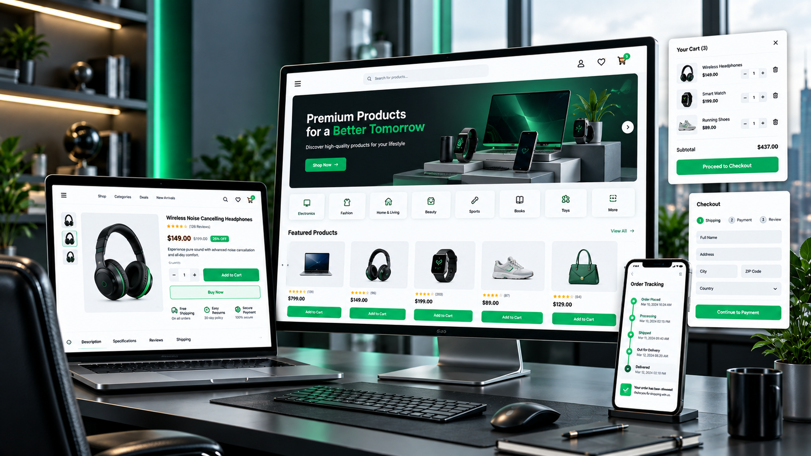 E-commerce website development concept